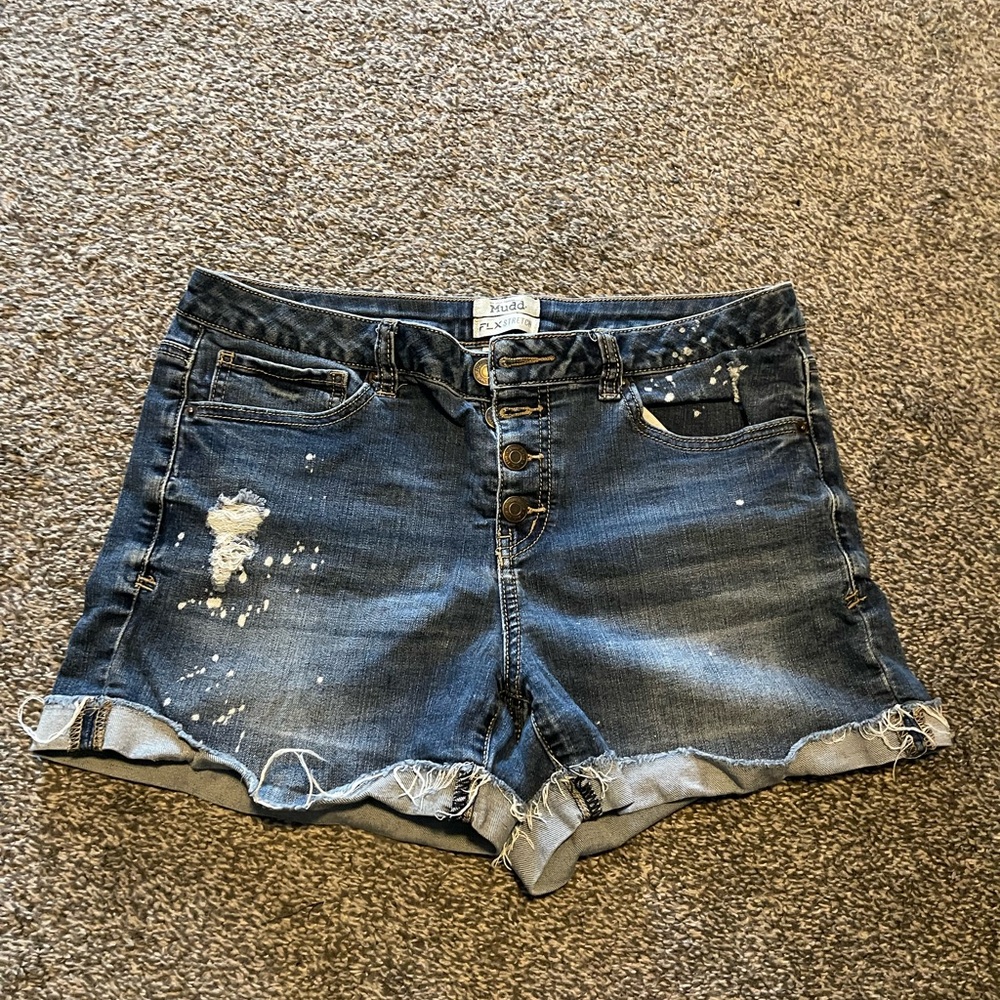 Mudd Blue Jean Shorts with Distressed Cut-Off Style